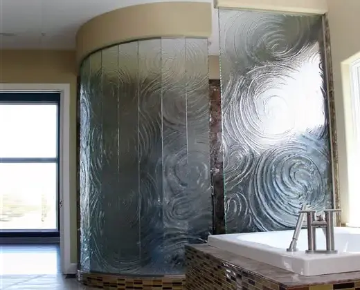 Carved Glass Shower Enclosure for Monarch Beach, CA