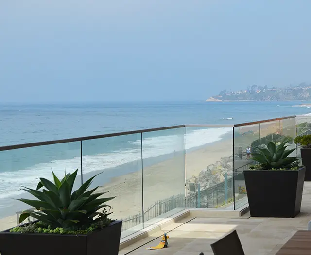 Framed Glass Deck Railing System Laguna Beach, CA